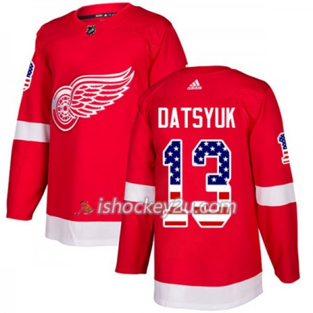 Mænd NHL Detroit Red Wings Trøje Pavel Datsyuk 13 Adidas 2017-2018 Rød USA Flag Fashion Authentic